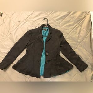 Nanette Lepore Blazer, quilted black sateen, peplum style